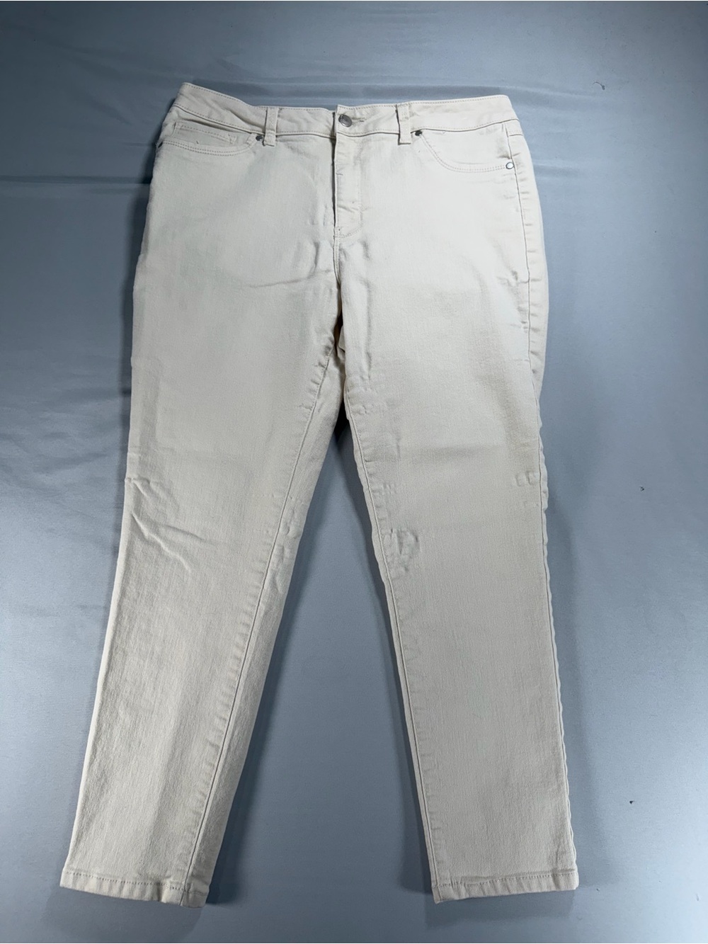 d.jeans Womens Size 12 Cream Beige Ankle Straight Leg Stretch Denim Pants #1006